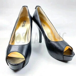 Michael by Michael Kors Erika Peep Toe Black High Heel Size 8
